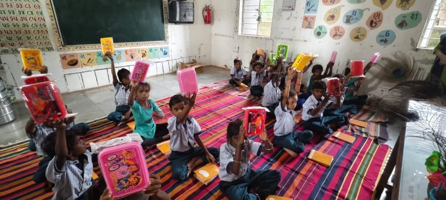 Notebook and Lunchbox Distribution, Alva Prathmik School, July 2025