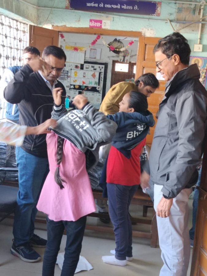 Jacket Distribution, Rajpur Gujarati School, Ahmedabad, November 2025