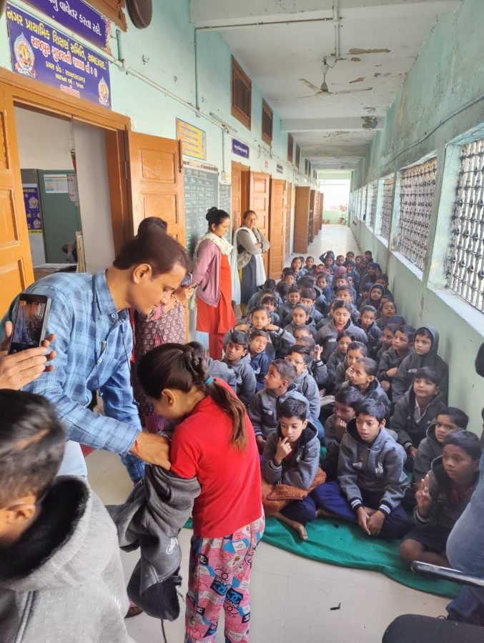 Jacket Distribution, Rajpur Gujarati School, Ahmedabad, November 2025